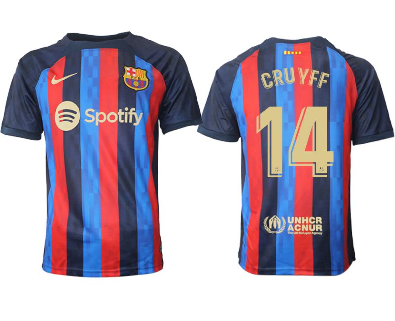 Men 2022-2023 Club Barcelona home aaa version blue #14 Soccer Jersey
